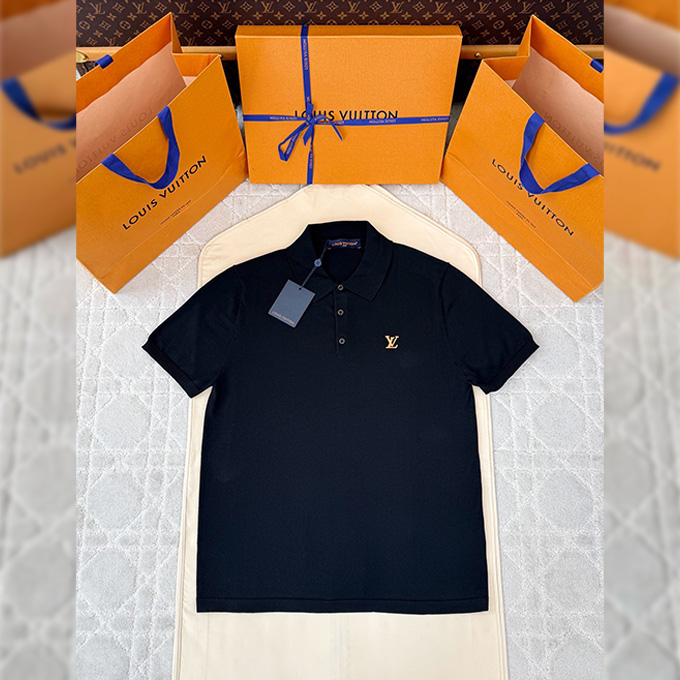 lv louis vuitton cotton knit polo shirt